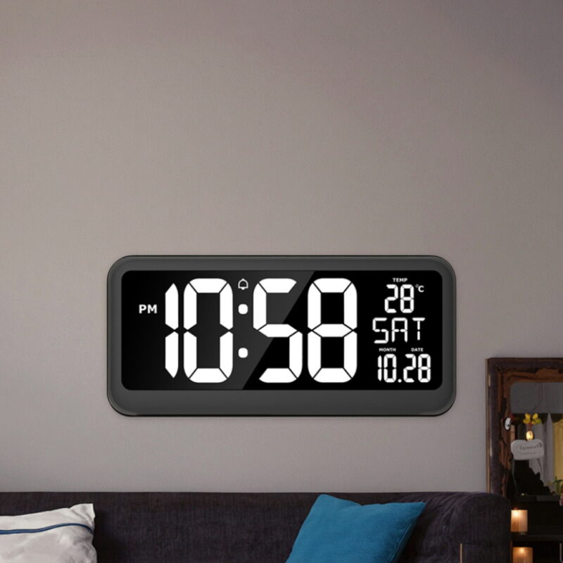 Custom Large Screen Living Room Digital Wall Alarm Clock Temperature Display Bedroom Desk Table Time Clock with Stand - 图片 2
