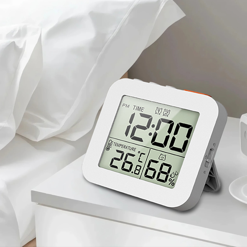 Indoor Household Digital Wall Thermometer Hygrometer Minimum Maximum Registering with Timer and Alarm Clock
